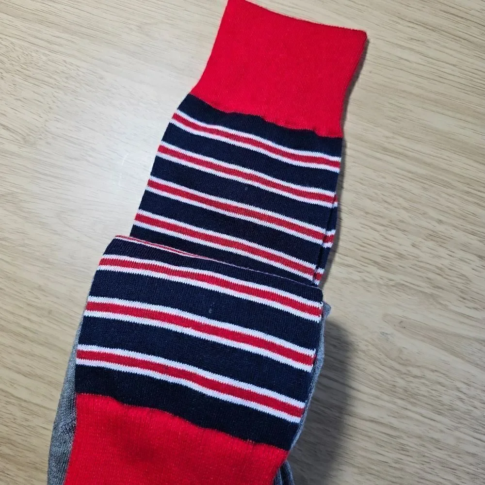 Polo Ralph Lauren Bear USA Socks 2-Pack AOP Striped Large L 10-13 Grey Navy Pony - Picture 7 of 8